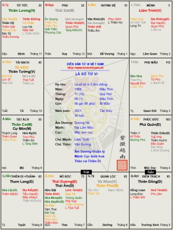 Lá số tử vi 2 đời chồng mệnh Liêm Trinh vượng tại Thân