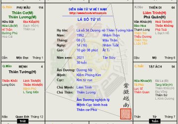 Lá số 34: Dương nữ mệnh Thiên Tướng hãm tại Mão, ưa chải chuốt chỉ thích ăn ngon mặc đẹp
