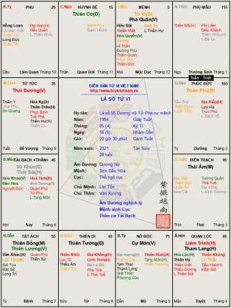 Lá số 55 nữ mệnh Tử Phá (Tử Vi, Phá Quân) công danh phú quý một đời