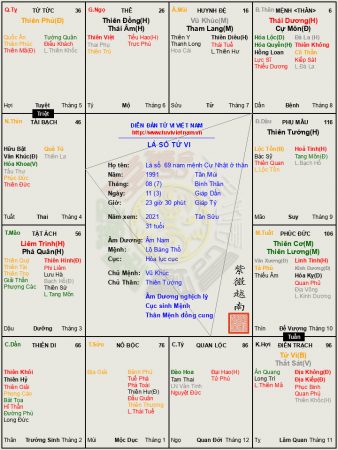 Lá số 69 nam mệnh Cự Nhật ở Thân, Phúc Đức có Văn Xương Hóa Kỵ đây là cách văn nhân bất nại chủ về sự nghiệp