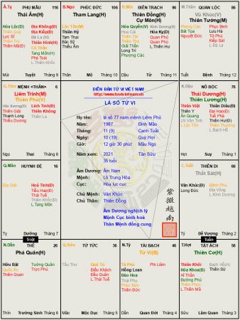 Lá số 77 nam mệnh Liêm Phủ cư Thìn. Bẩm sinh khí chất hiên ngang, thông minh và quyền biến