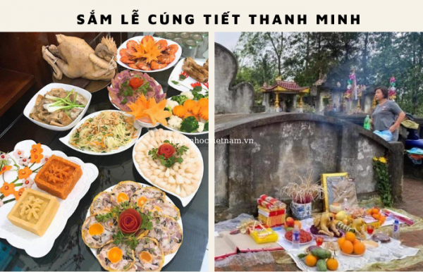 Sắm lễ cúng Tiết Thanh Minh thường gồm: Thịt, gà, rượu, giò chả.